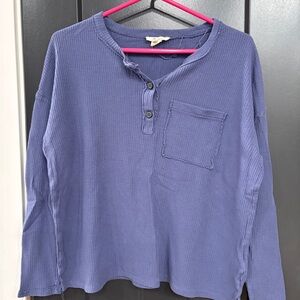 Madewell Blue Long Sleeve Henley Shirt